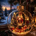 Juletrekule med LED-lys, lysende julepynt med vintermotiv til juletre, peis, bord og stue Nutcracker