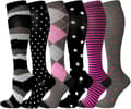 Compression Socks for Women and Men, 6 Pairs High Flight Socks Compression Socks Circulation Support Socks L/XL