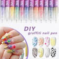 12 Pcs Nail Art Pen Marker Set 0.5mm Fine Tip for Precise Graffiti Drawing