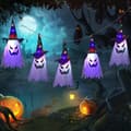 Miniatyrbild 1 av 5: Halloween Decorations Outdoor, Hanging Luminous Ghost Witch Hat with String Lights, Scary Halloween Tree Decorations Ornaments
