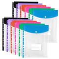 12-pack Plastic Envelopes, Binder Pockets for 3/4/11-Ring Binders, Expandable Document Organizer with Snap Button and Label
