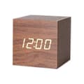 Digital Alarm Clock 12/24H Format Adjustable Brightness Voice Control Power Saving Mode Temperature Date Display Battery Operated dark brown