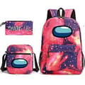 Among Us School Bag Backpack Pencil Case Shoulder Bag Three-piece Set (Starry Red)