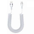 USB to USB C Spiral Cable Retractable Car Charger Cord Compatible iPhone for Android Data Transfer Spring Design 5A Fast Charging Cable White