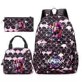 K-Pop Demon Hunters Student Backpack 3-Piece Set - Waterproof Breathable Middle School Bag 3