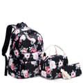 Women's Backpack Set, 3 Pieces, Large Capacity, Ethnic Style, Oxford Bag - Black Peony-FX-