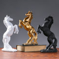 Miniatyrbild 2 av 8: Resin Staty Gyllene Vit Svart Häst Figur Ornament Figuriner White