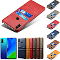 Miniatyrbild 3 av 6: Huawei P smart 2020 skal fodral skydd skinn läder kort visa - Svart P smart 2020