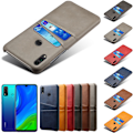 Miniatyrbild 6 av 6: Huawei P smart 2020 skal fodral skydd skinn läder kort visa - Svart P smart 2020