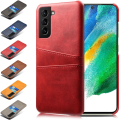 Miniatyrbillede 5 af 11: Kortholder Samsung S21 FE skal mobilcover hul til oplader og høretelefoner - Brun Galaxy S21 FE