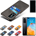 Miniatyrbillede 1 af 6: Huawei P40 etui cover beskyttelse læder kort kredit visa amex - Sort P40