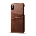 Miniatyrbillede 3 af 3: Iphone XS Max beskyttende etui cover læder kort vis amex - Mørkebrun iPhone XS Max