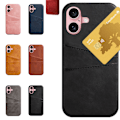 Miniatyrbillede 1 af 8: Kortholder iPhone 16 skal mobilcover med udskæring til oplader og hovedtelefoner - Lysebrun / beige iPhone 16