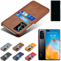 Miniatyrbillede 5 af 6: Huawei P40 etui cover beskyttelse læder kort kredit visa amex - Sort P40