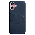 Miniatyrbillede 4 af 8: Kortholder iPhone 16 skal mobilcover med udskæring til oplader og hovedtelefoner - Blå iPhone 16