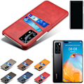 Miniatyrbillede 3 af 6: Huawei P40 etui cover beskyttelse læder kort kredit visa amex - Sort P40