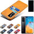 Miniatyrbillede 4 af 6: Huawei P40 etui cover beskyttelse læder kort kredit visa amex - Sort P40