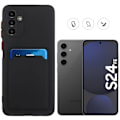 Miniatyrbillede 1 af 6: Samsung Galaxy S24 FE mobilcover med kortlomme sort BLACK  