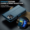 Miniatyrbild 9 av 9: iPhone 15 Pro Max - Fodral Premium Läder RFID Skyddat CaseMe® Blå Blue