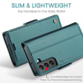 Miniatyrbild 4 av 8: Samsung S24 - Fodral Premium Läder RFID Skyddat CaseMe® Grön Green Galaxy S24