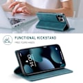 Miniatyrbild 3 av 7: iPhone 14 Pro Max - Fodral Premium Läder RFID Skyddat Blå Blue iPhone 14 Pro Max