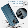 Miniatyrbild 4 av 9: iPhone 15 - Fodral Premium Läder RFID Skyddat CaseMe® Blå Blue