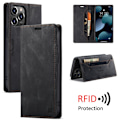 Miniatyrbild 1 av 7: iPhone 14 Pro Max Läder Flip Fodral RFID Skyddat Svart Black Apple iPhone 14 Pro Max