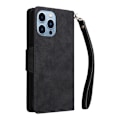 Miniatyrbild 7 av 7: iPhone 14 Pro Max - Multifunktionellt Solid® Läder Fodral Svart Black iPhone 14 Pro Max