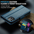 Miniatyrbild 9 av 9: iPhone 15 - Fodral Premium Läder RFID Skyddat CaseMe® Blå Blue