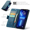 Miniatyrbild 2 av 9: iPhone 15 Pro - Fodral Premium Läder RFID Skyddat CaseMe® Blå