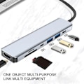 Miniatyrbillede 3 af 4: 7-i-1 Type-c Netværkshub Multi-splitter Adapter Med Hdmi + Usb3.0 Usb2.0 Usb-c Sd Tf Pd Til Pc Com