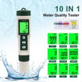 10-i-1 Pool pH-testare - Högprecisions elektronisk pH-mätare för mätning av pH, TDS, EC, temperatur, dricksvattenanalysator