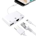 Lightning til RJ45 Ethernet-adapter LAN-adapter med nettverkskabel USB-kabel med ladeport hvit