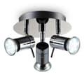 LED badrumstakbelysning, krom, 3 justerbara spotlights, IP44, GU10