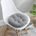 Vadderad sittdyna för stol, rund sittdyna för matsal, trädgård, kök, kontor, 40 cm (grå)