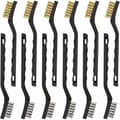 Set med 12 mini stålborstar i rostfritt stål och mässing/NC/