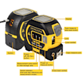 Miniatyrbillede 8 af 10: 3 in 1 Laser Rangefinder 5M Tape Measure Lineal LCD Display med Baggrundsbelysning Afstand Meter Bygning Målingsenhed