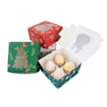 Miniatyrbild 5 av 7: 12 bitar jul 4 hål present kartonger för semester bakelser cupcakes brownies jul papper
