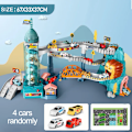 Miniatyrbilde 1 av 10: Elektrisk Rail Bil Dinosaur Bygning Parkeringsplass Eventyr Racing Rail Bil Leker