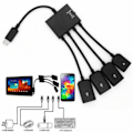 Miniatyrbilde 6 av 7: RYRA 4 Port Micro USB 2.0 HUB 4-IN-1 OTG Hub Strøm Adapter Kabel For Android Telefon Nettbrett PC