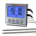 Miniatyrbilde 5 av 8: Digital Bakgrunnsbelysning LCD Display Dobbel Sond BBQ Ovn Kjøtt Grill Matlaging Kjøkken Termometer
