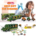 Miniatyrbillede 5 af 6: Dinosaur Transport Legetøj Lastbil Træk Tilbage Køretøjer Dino Container Opbevaring Bil