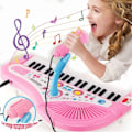 Miniatyrbillede 2 af 5: Elektronisk keyboard klaver til børn med mikrofon musikalsk instrument legetøj pædagogisk legetøj