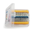 Miniatyrbillede 1 af 5: 300 stykker  30Værdier 1/4W Metal Film modstand kit med boks 10Ohm ~1M modstand 1% sæt modstande