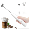 Miniatyrbilde 2 av 7: 2 i 1 USB oppladbar Elektrisk Egg Visp Visp Kaffe Mixer Dobbelt hoder Melk skummer