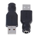 Miniatyrbillede 1 af 6: 2 stk Sort USB Hun Til 5,5mm X 2,1mm Hun DC Strøm Konverter Oplader Adapter