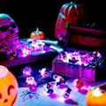 Pikkukuva 6 / 8: 50 osaa LED valaiseva halloween sormukset luova kurpitsa haamu kallo hohtava pimeässä sormi sormukset lelut