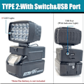 Miniatyrbillede 7 af 8: Arbejde LED Lys Med USB Oplader Med Switch til Makita 18V Li-ion Batteri Trådløs Nødsituation Flood Lampe