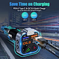Miniatyrbillede 3 af 7: Trådløs Bluetooth Bil Adapter 5.0 Sender fm MP3 For Bil Audio Receiver USB Sender