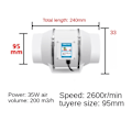 Miniatyrbilde 3 av 5: 220V Eksos vifte Hjem Silent Inline Rør Kanal vifte Bad avtrekk